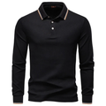 Long Sleeve Polo Shirt with Stripe Collar
