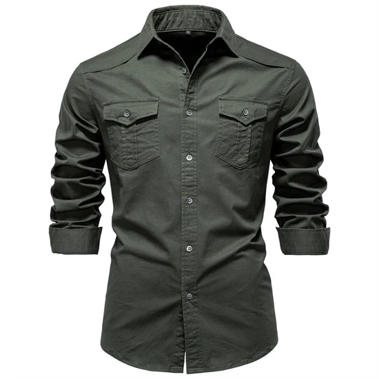 Classic Cotton Blend Button-Up Shirt