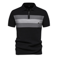 Men’s Textured Striped Zip Polo Shirt
