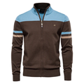 Classic Colorblock Zip-Up Knit Cardigan